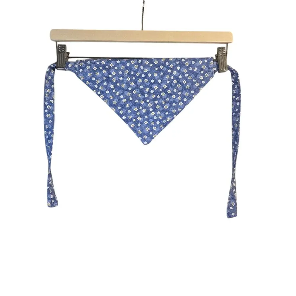 Handmade Medium Blue Daisy Print Bandana Tie-Neck Pet Scarf